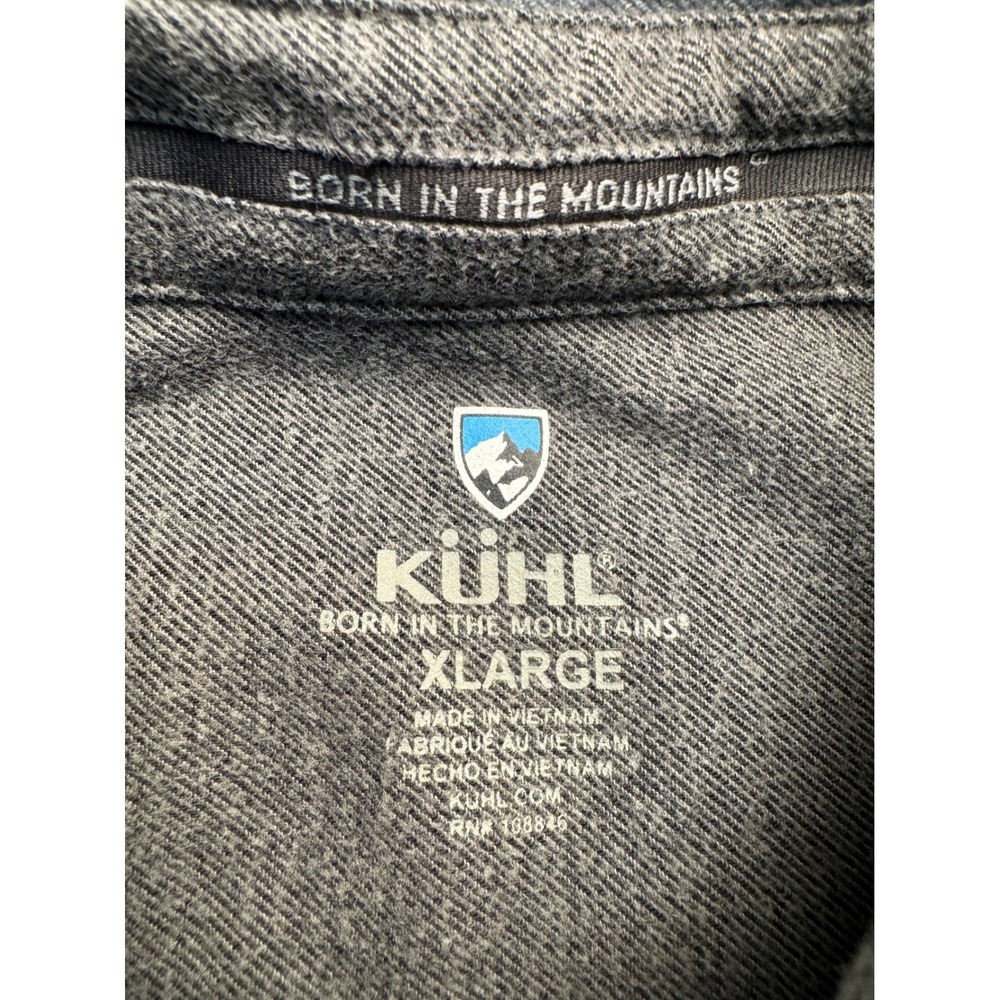 Kuhl Mens XL Charcoal Gray Cotton Tencel Long Sleeve Button Down Shirt Pockets - Picture 2 of 12